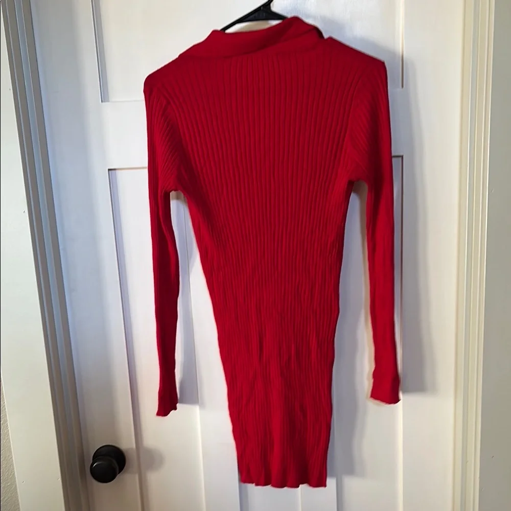 Live the Process Red Ribbed Long Cardigan - Picture 3 of 3